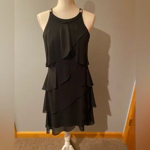 S.L. Fashions Black Layered Wedding Guest Dress